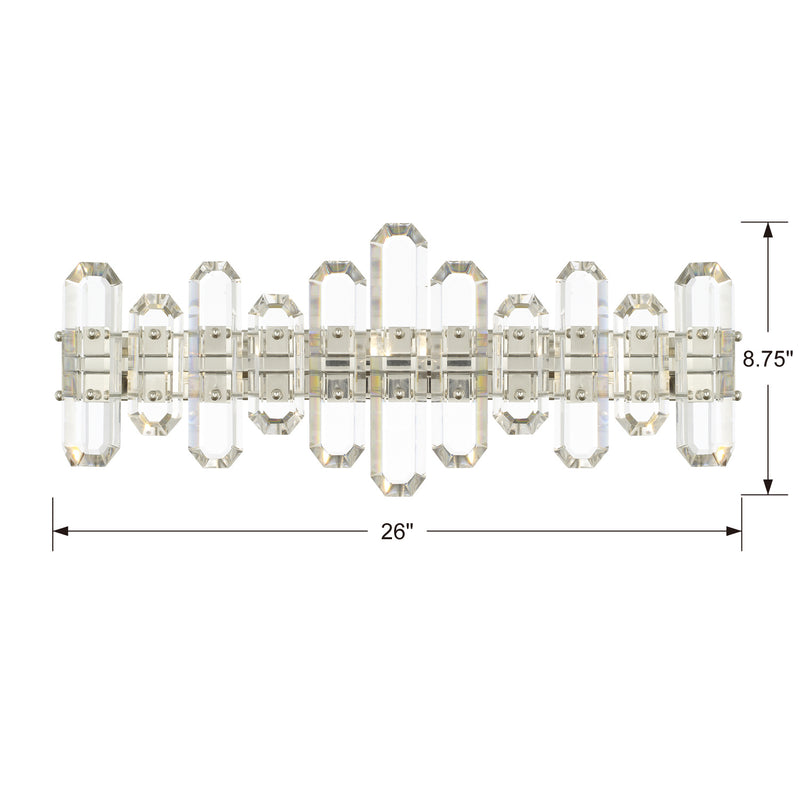 Crystorama BOL-8883-PN Three Light Bathroom Vanity, Polished Nickel