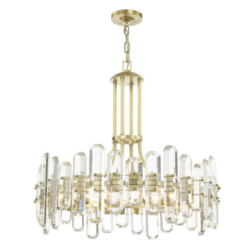 Crystorama BOL-8888-AG Eight Light Chandelier, Aged Brass
