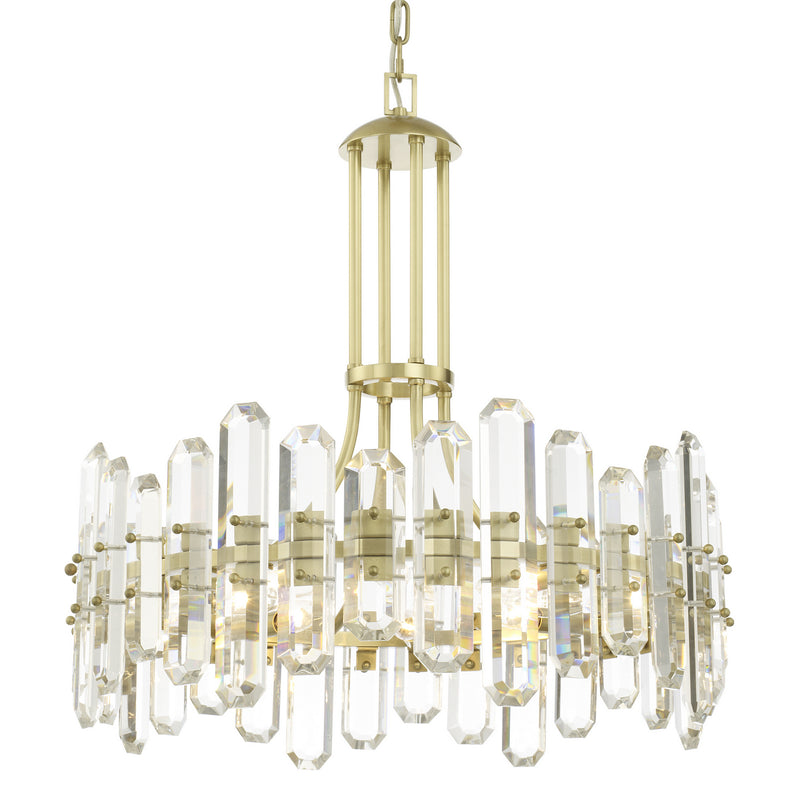 Crystorama BOL-8888-AG Eight Light Chandelier, Aged Brass