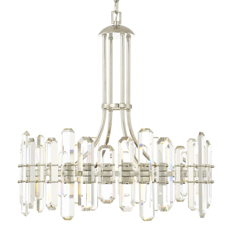 Crystorama BOL-8888-PN Eight Light Chandelier, Polished Nickel