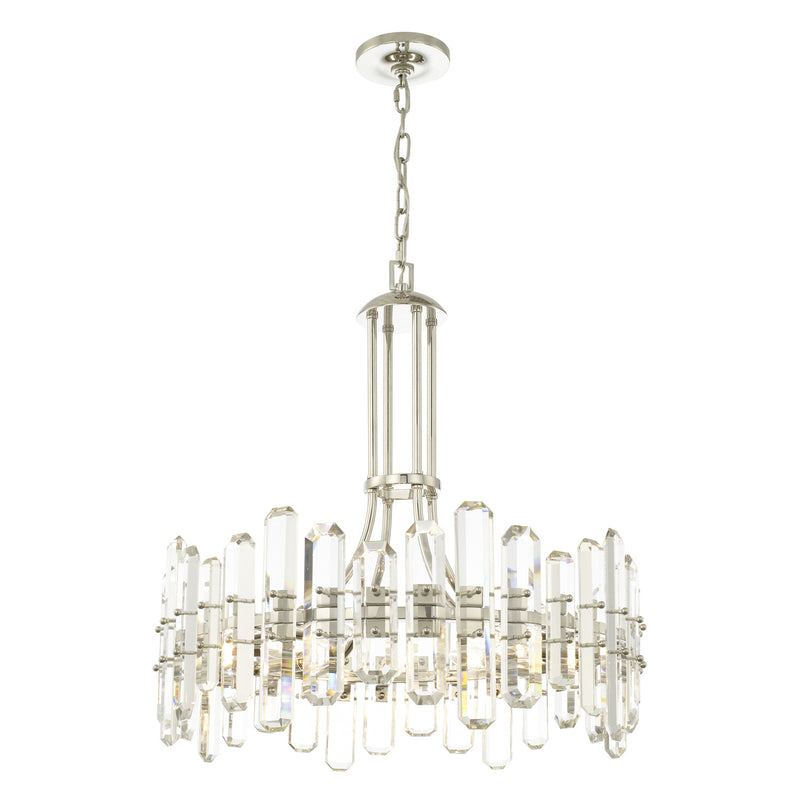 Crystorama BOL-8888-PN Eight Light Chandelier, Polished Nickel