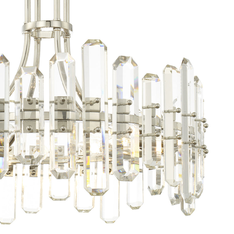Crystorama BOL-8888-PN Eight Light Chandelier, Polished Nickel