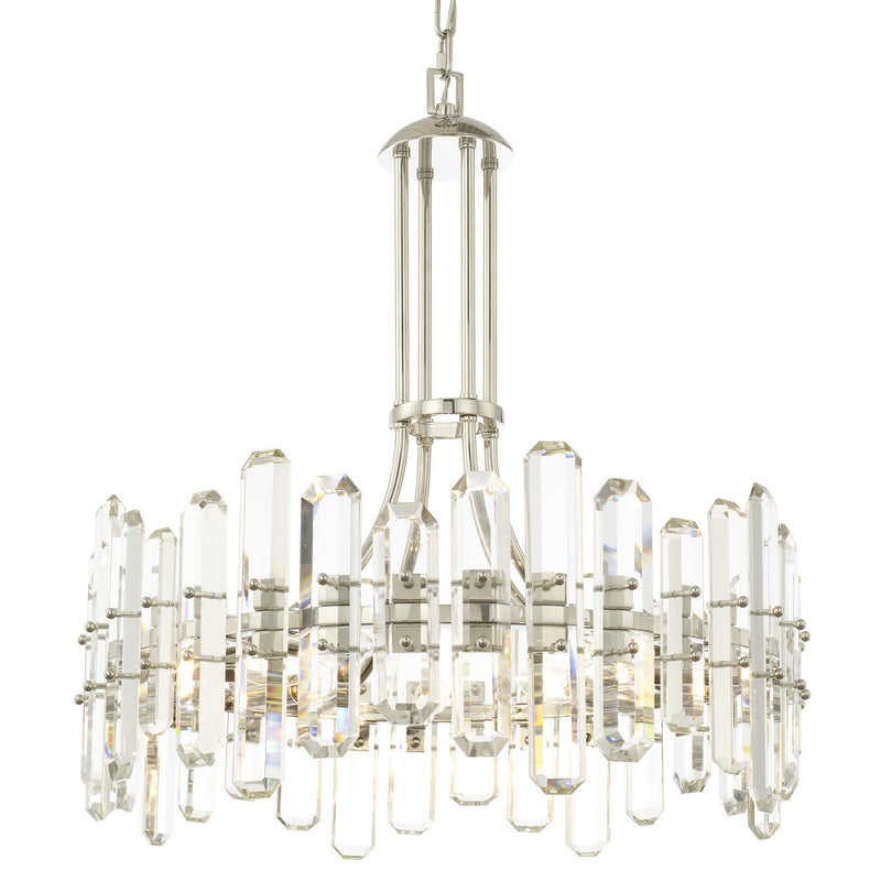 Crystorama BOL-8888-PN Eight Light Chandelier, Polished Nickel