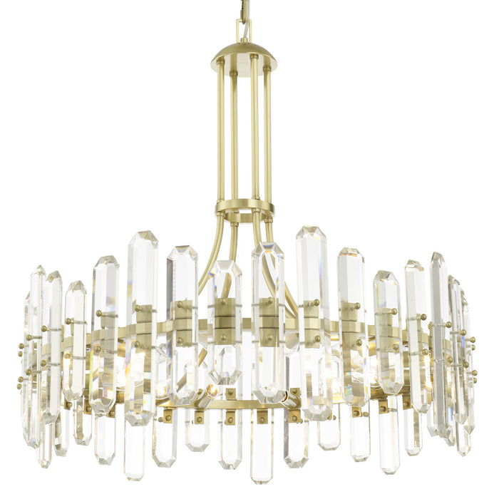 Crystorama BOL-8889-AG 12 Light Chandelier, Aged Brass