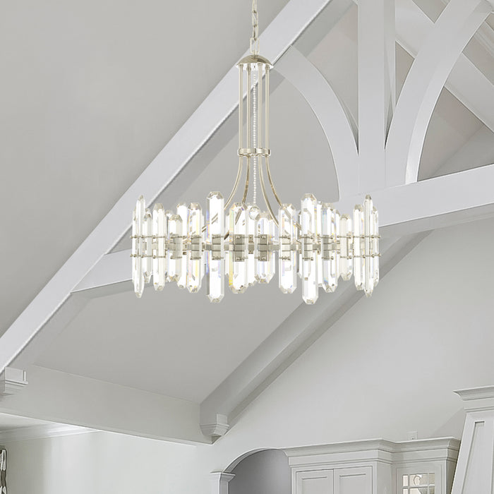 Crystorama BOL-8889-PN 12 Light Chandelier, Polished Nickel
