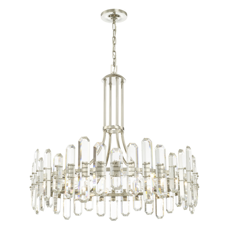 Crystorama BOL-8889-PN 12 Light Chandelier, Polished Nickel