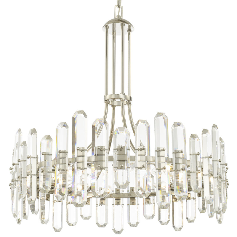 Crystorama BOL-8889-PN 12 Light Chandelier, Polished Nickel