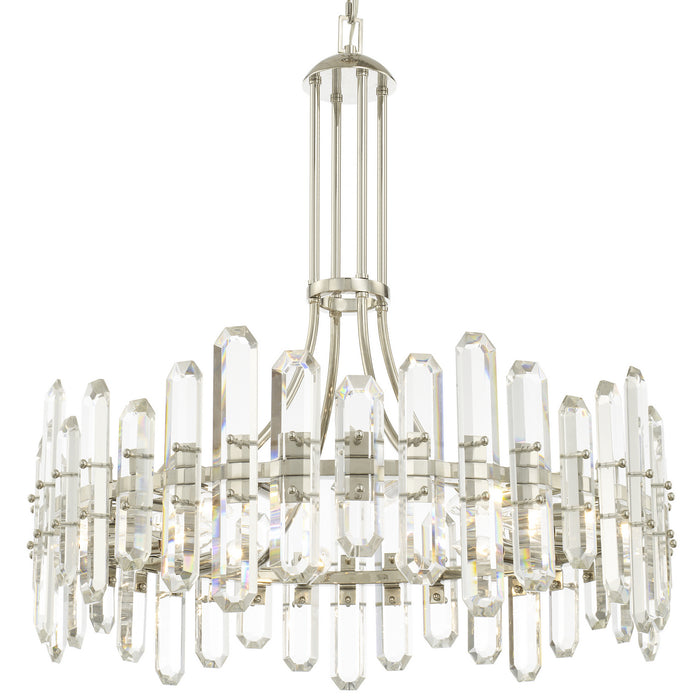 Crystorama BOL-8889-PN 12 Light Chandelier, Polished Nickel