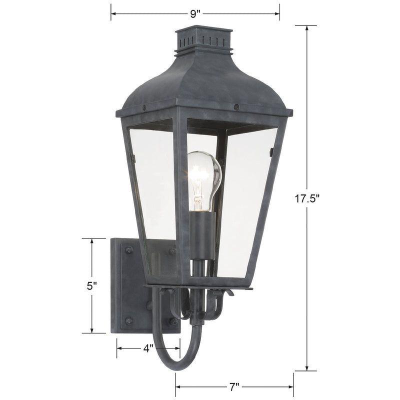 Crystorama DUM-9801-GE One Light Outdoor Wall Sconce, Graphite