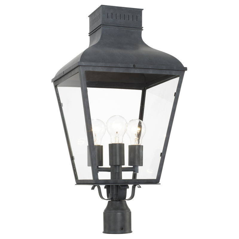 Crystorama DUM-9808-GE Three Light Outdoor Post Mount, Graphite