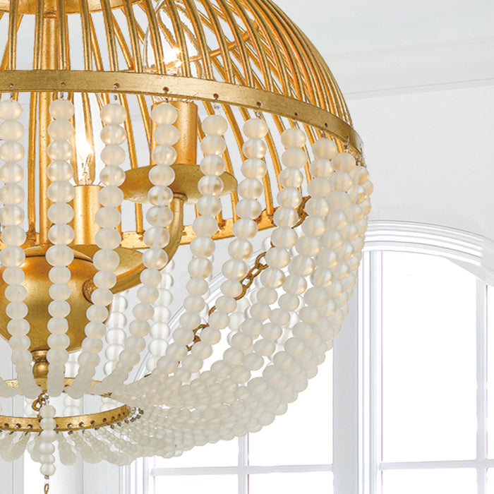 Crystorama DUV-623-GA Three Light Mini Chandelier, Antique Gold