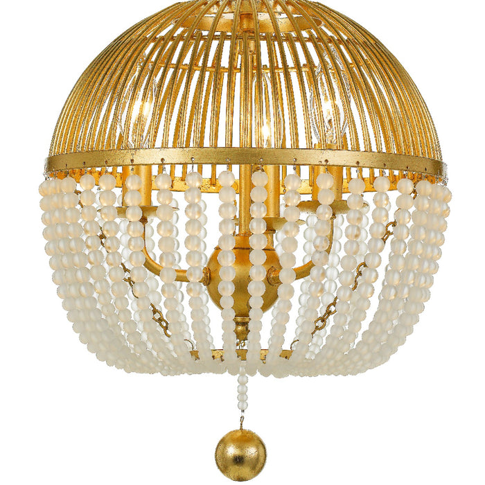 Crystorama DUV-623-GA Three Light Mini Chandelier, Antique Gold