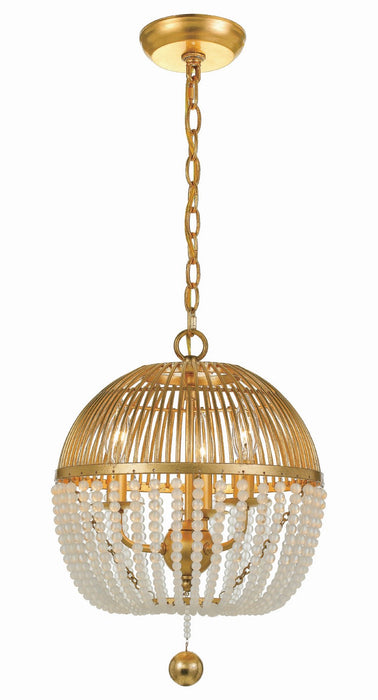 Crystorama DUV-623-GA Three Light Mini Chandelier, Antique Gold