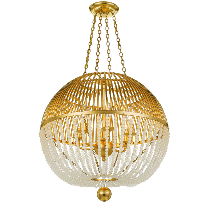 Crystorama DUV-626-GA Six Light Chandelier, Antique Gold