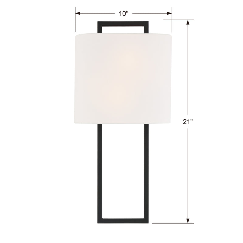 Crystorama FRE-422-BF Two Light Wall Sconce, Black Forged