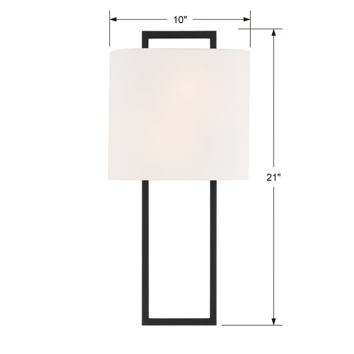 Crystorama FRE-422-BF Two Light Wall Sconce, Black Forged