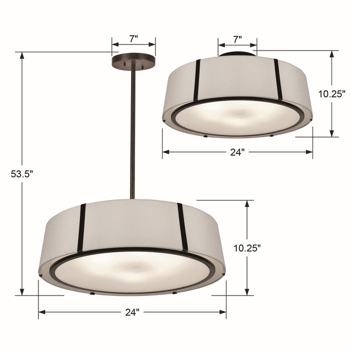 Crystorama FUL-907-BK_CEILING Six Light Semi Flush Mount, Black
