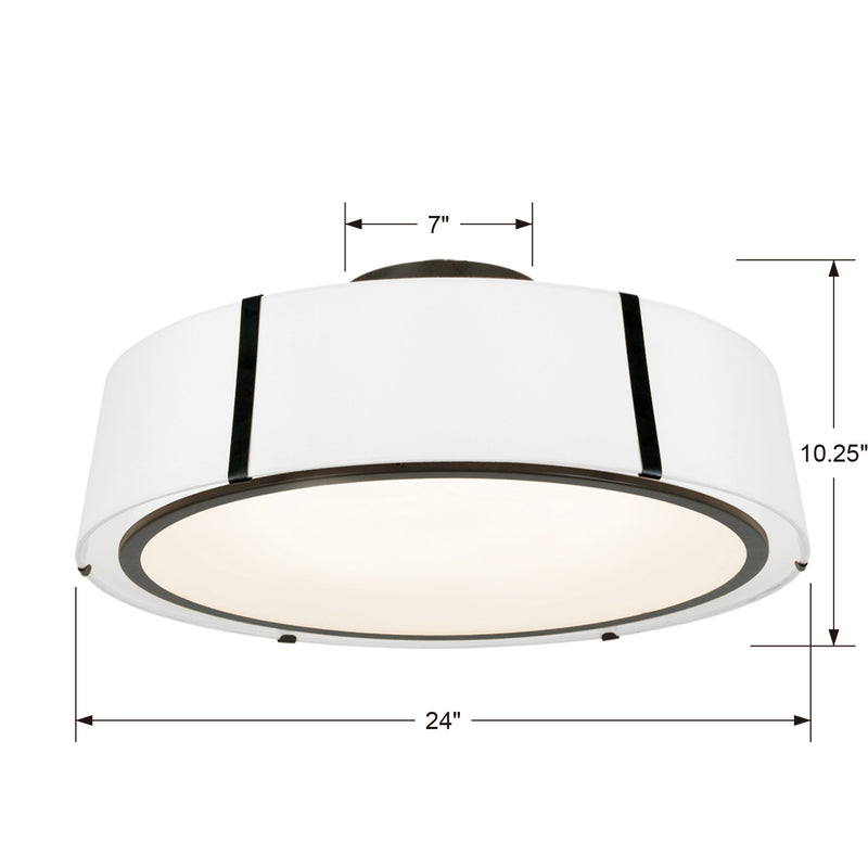 Crystorama FUL-907-BK_CEILING Six Light Semi Flush Mount, Black