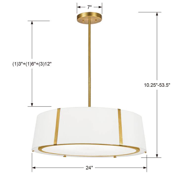Crystorama FUL-907-GA Six Light Chandelier, Antique Gold