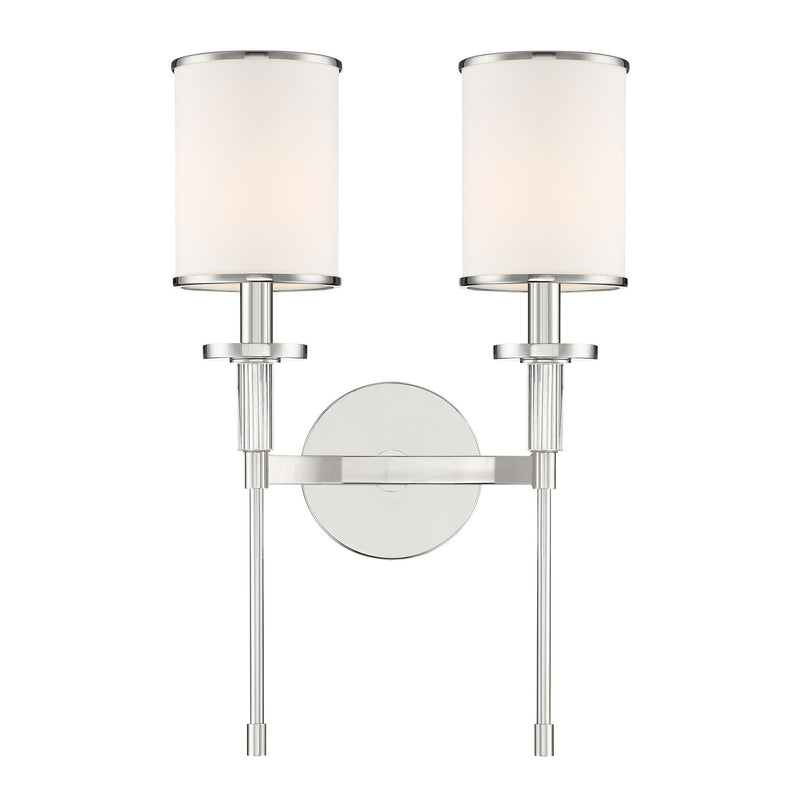 Crystorama HAT-472-PN Two Light Wall Sconce, Polished Nickel