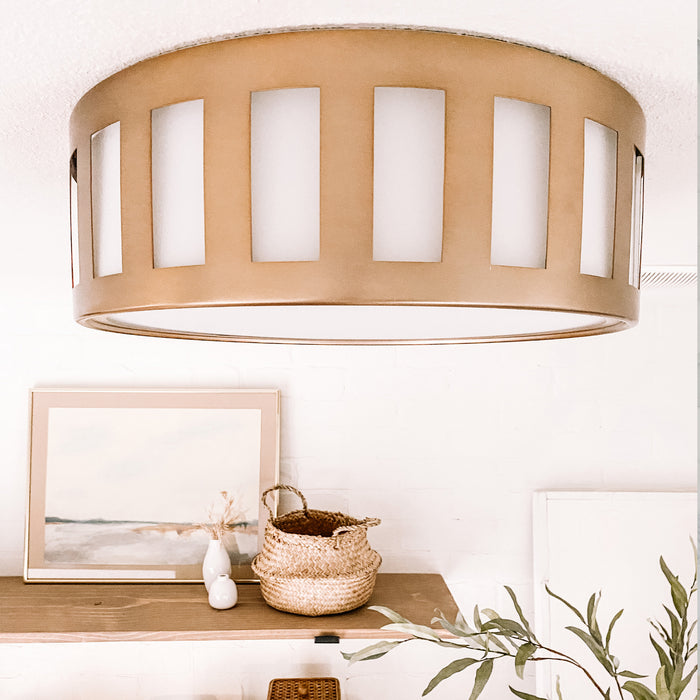 Crystorama KEN-2203-VG Three Light Flush Mount, Vibrant Gold