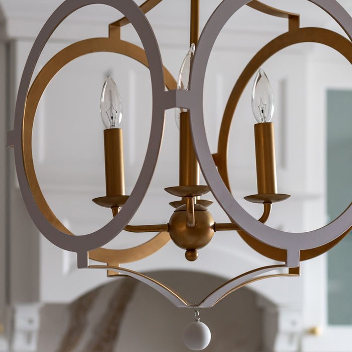 Crystorama ODE-704-MT-GA Four Light Chandelier, Matte White / Antique Gold
