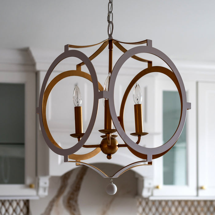 Crystorama ODE-704-MT-GA Four Light Chandelier, Matte White / Antique Gold