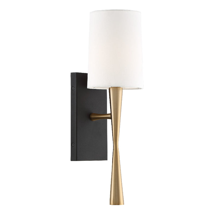 Crystorama TRE-221-AG-BF One Light Wall Sconce, Aged Brass + Black Forged