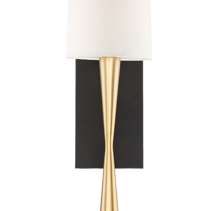 Crystorama TRE-221-AG-BF One Light Wall Sconce, Aged Brass + Black Forged
