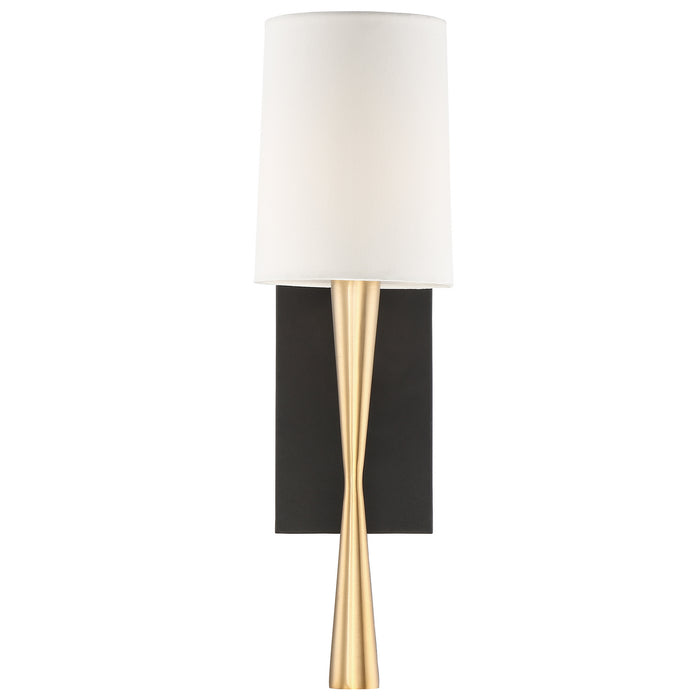 Crystorama TRE-221-AG-BF One Light Wall Sconce, Aged Brass + Black Forged