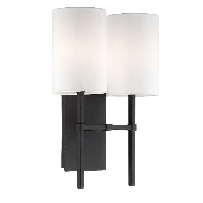Crystorama VER-242-BF Two Light Wall Sconce, Black Forged