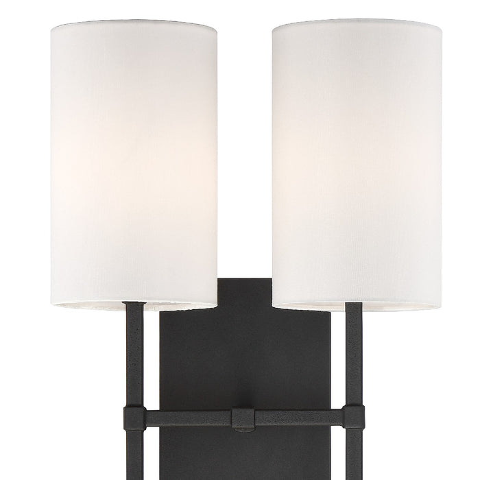 Crystorama VER-242-BF Two Light Wall Sconce, Black Forged