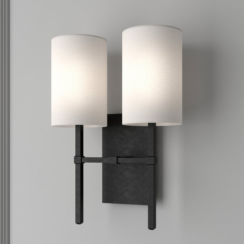 Crystorama VER-242-BF Two Light Wall Sconce, Black Forged
