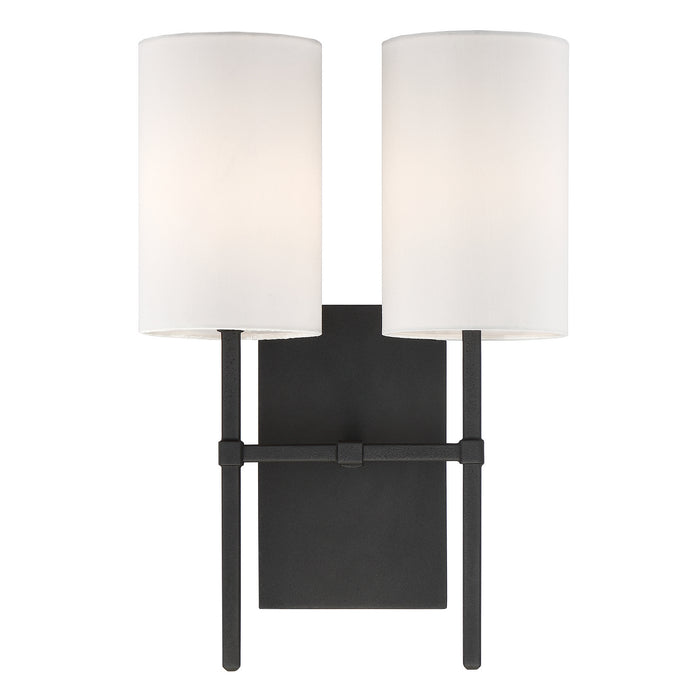 Crystorama VER-242-BF Two Light Wall Sconce, Black Forged