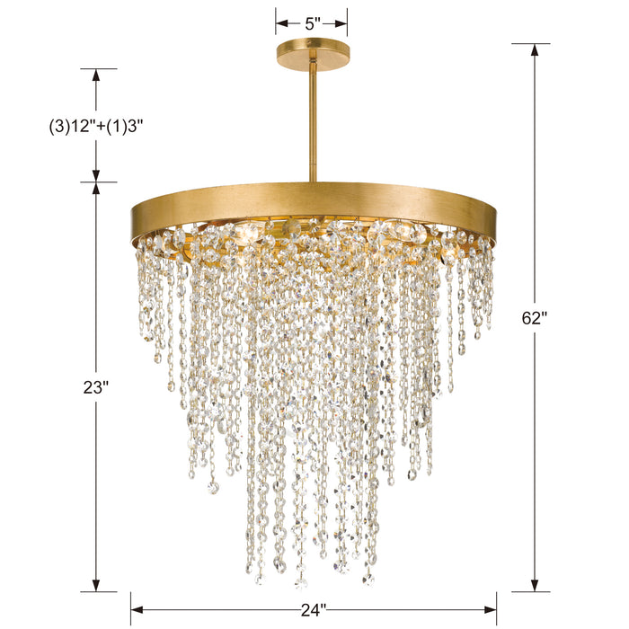 Crystorama WIN-616-GA-CL-MWP Six Light Chandelier, Antique Gold