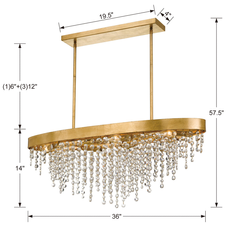 Crystorama WIN-619-GA-CL-MWP Eight Light Chandelier, Antique Gold