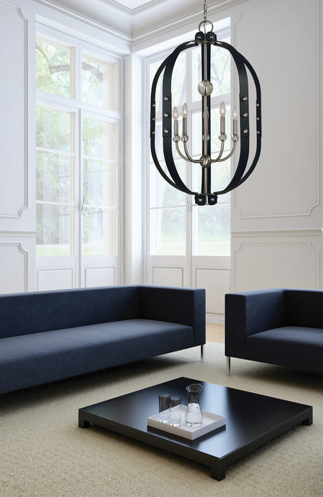 Framburg 5315 BN/MBLACK Five Light Chandelier, Brushed Nickel/Matte Black