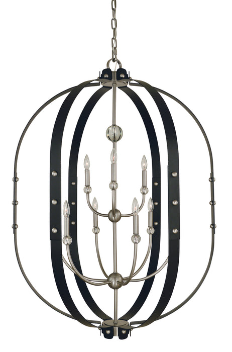 Framburg 5319 BN/MBLACK Five Light Chandelier, Brushed Nickel/Matte Black