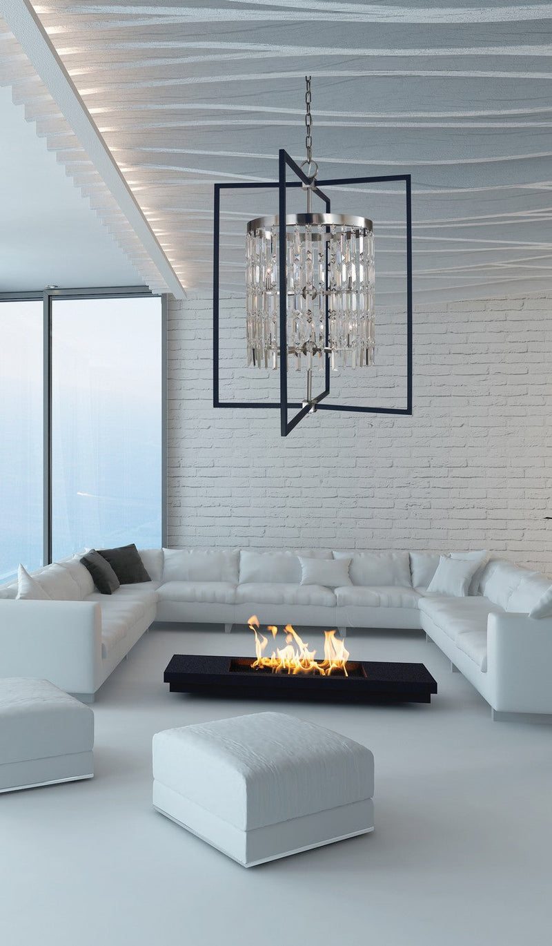 Framburg 5338 BN/MBLACK Ten Light Foyer Chandelier, Brushed Nickel/Matte Black (Display - Final Sale)