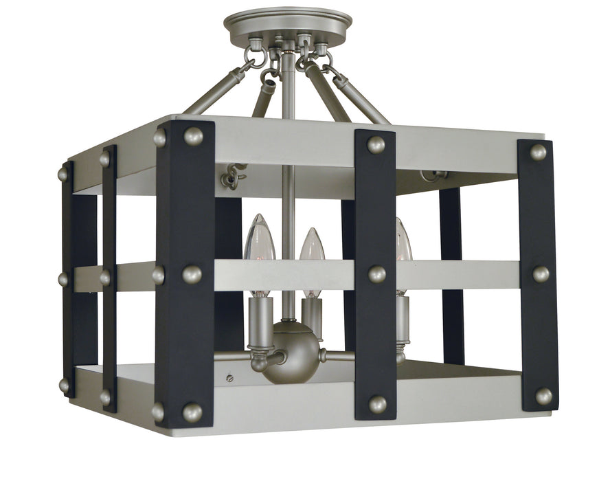 Framburg 5342 SP/MBLACK Four Light Flush / Semi-Flush Mount, Satin Pewter/Matte Black