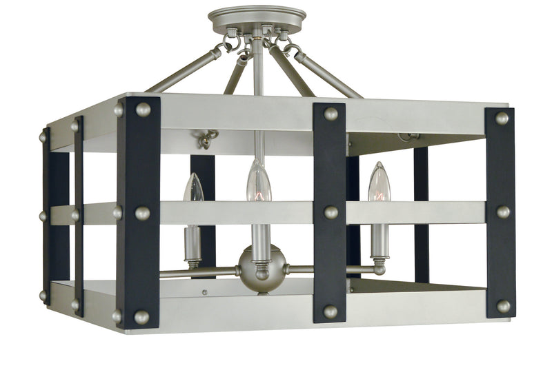 Framburg 5344 SP/MBLACK Five Light Flush / Semi-Flush Mount, Satin Pewter/Matte Black