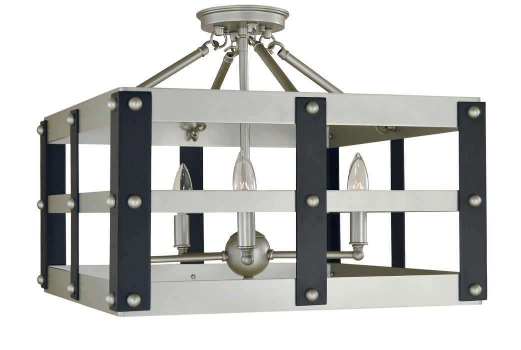 Framburg 5344 SP/MBLACK Five Light Flush / Semi-Flush Mount, Satin Pewter/Matte Black