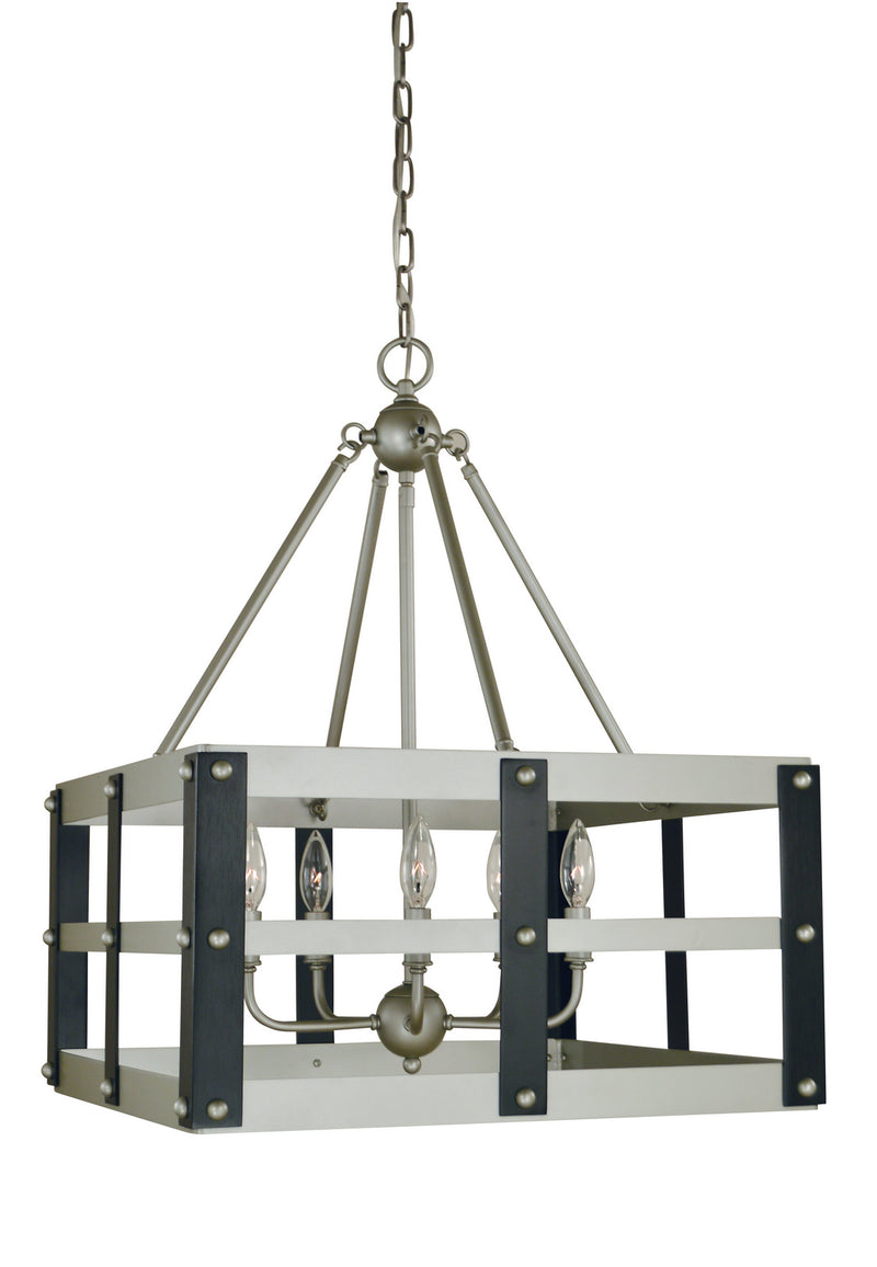 Framburg 5346 SP/MBLACK Five Light Chandelier, Satin Pewter/Matte Black