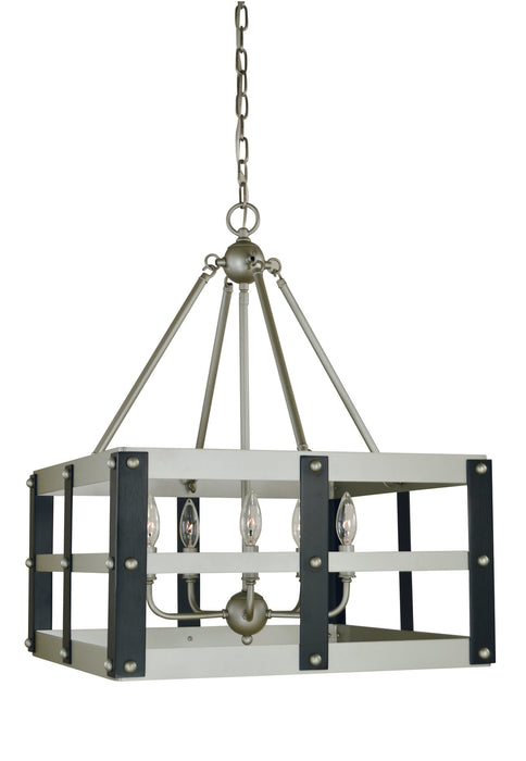 Framburg 5346 SP/MBLACK Five Light Chandelier, Satin Pewter/Matte Black