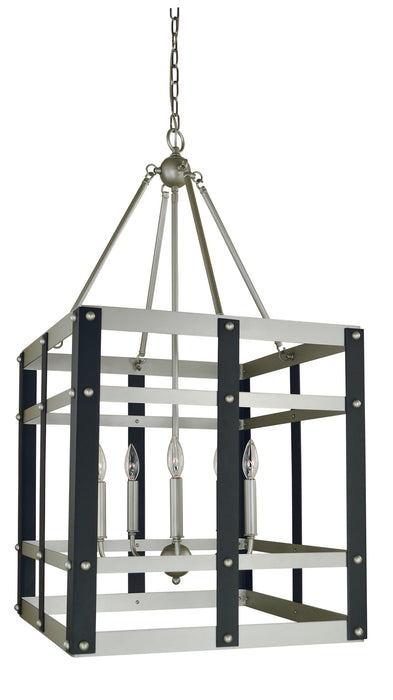 Framburg 5347 SP/MBLACK Five Light Chandelier, Satin Pewter/Matte Black