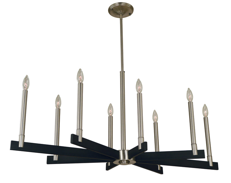 Framburg 5352 BN/MBLACK Eight Light Chandelier, Brushed Nickel/Matte Black