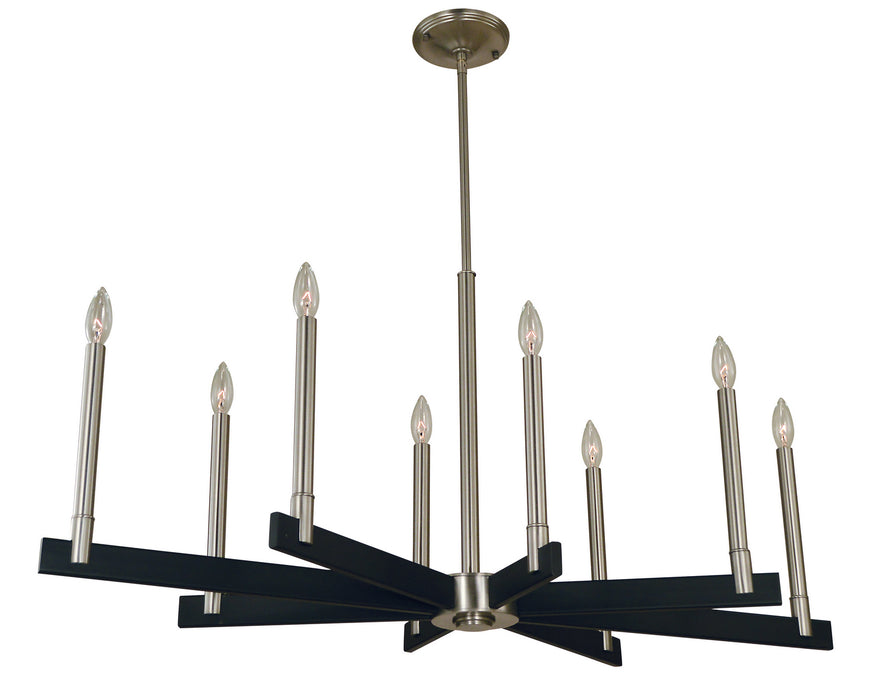 Framburg 5352 BN/MBLACK Eight Light Chandelier, Brushed Nickel/Matte Black