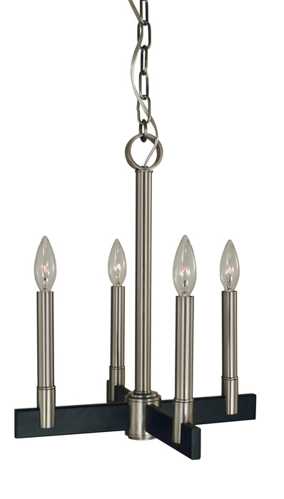 Framburg 5354 BN/MBLACK Four Light Chandelier, Brushed Nickel/Matte Black