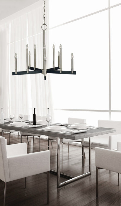 Framburg 5358 BN/MBLACK Ten Light Chandelier, Brushed Nickel/Matte Black