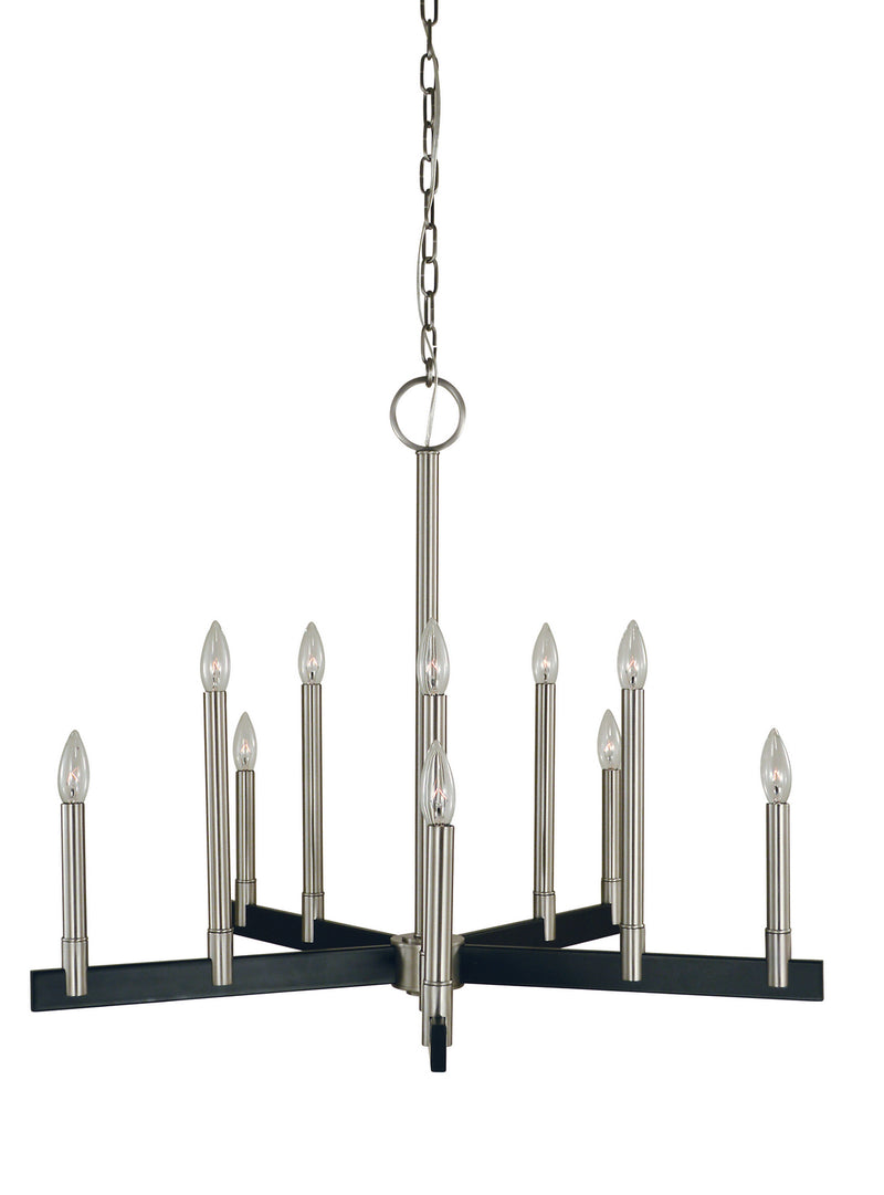 Framburg 5358 BN/MBLACK Ten Light Chandelier, Brushed Nickel/Matte Black